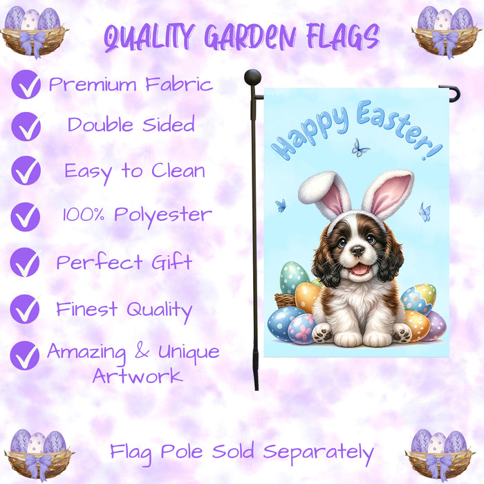 English Springer Spaniel Dog Easter Garden Flag Puppy Spring Yard Lawn Décor 12x18 Inch Single Side and Double Sided