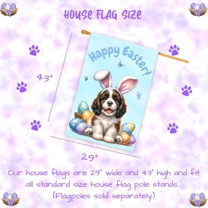 English Springer Spaniel Easter Puppy House Flag Spring Garden Outdoor Décor 28x40 Inch Double-Sided