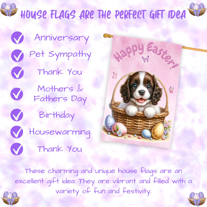 English Springer Spaniel Dog Easter House Flag 28x40 Inch Double-Sided Spring Porch Yard Outdoor Decor Gift for Dog Lovers