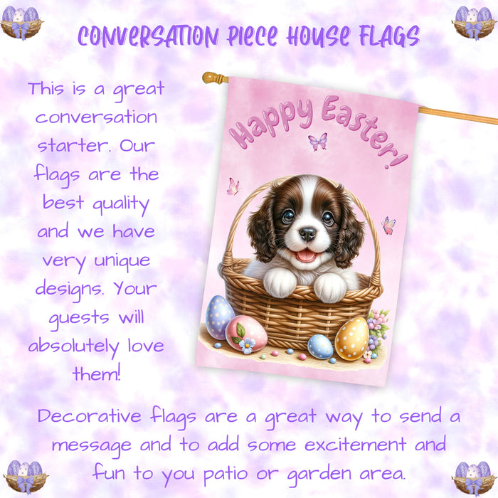 English Springer Spaniel Dog Easter House Flag 28x40 Inch Double-Sided Spring Porch Yard Outdoor Decor Gift for Dog Lovers