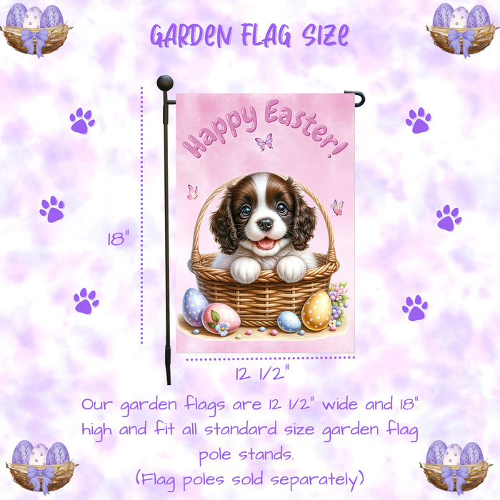 English Springer Spaniel Dog Easter Puppy Garden Flag Colorful Spring Yard Décor 12x18 Inch Single Side and Double Sided