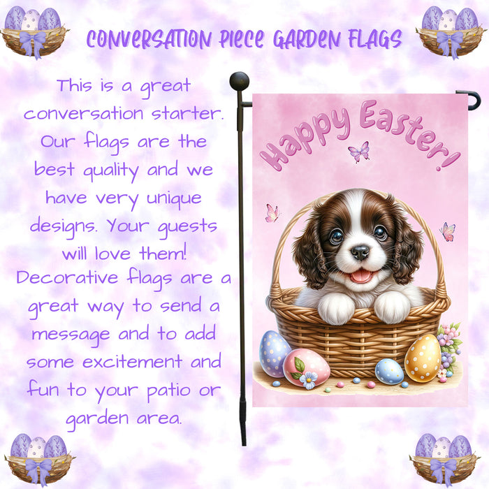English Springer Spaniel Dog Easter Puppy Garden Flag Colorful Spring Yard Décor 12x18 Inch Single Side and Double Sided