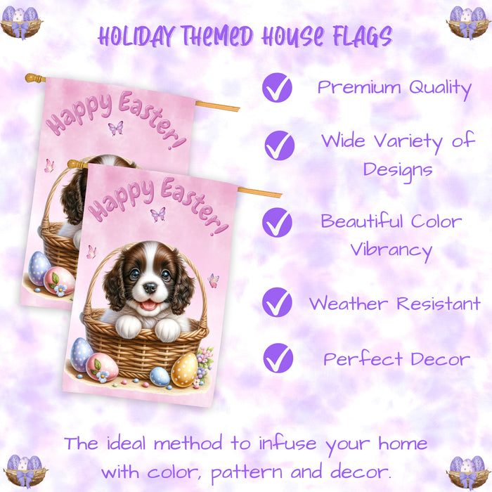 English Springer Spaniel Dog Easter House Flag 28x40 Inch Double-Sided Spring Porch Yard Outdoor Decor Gift for Dog Lovers