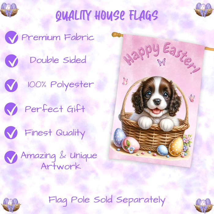 English Springer Spaniel Dog Easter House Flag 28x40 Inch Double-Sided Spring Porch Yard Outdoor Decor Gift for Dog Lovers