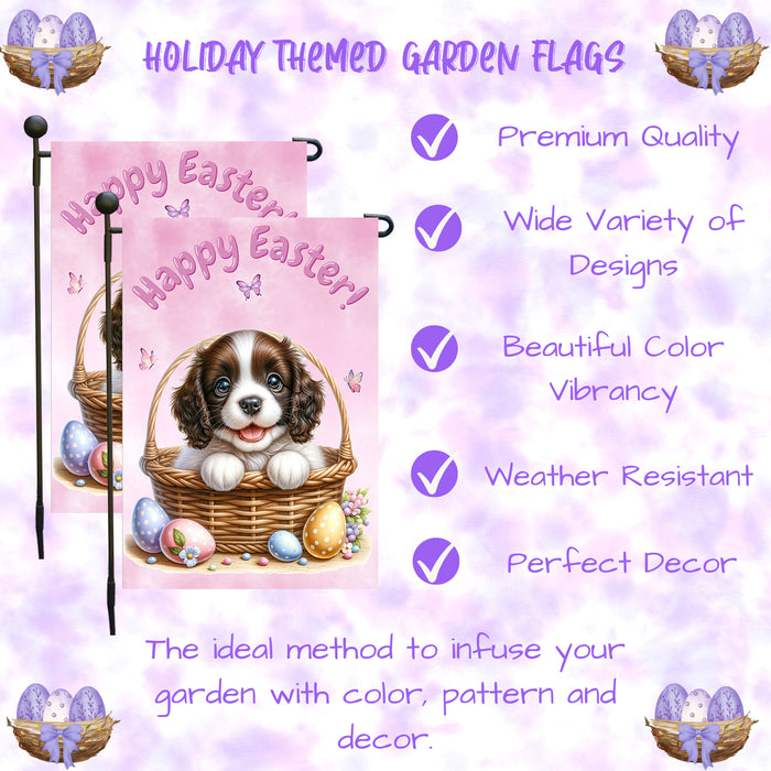 English Springer Spaniel Dog Easter Puppy Garden Flag Colorful Spring Yard Décor 12x18 Inch Single Side and Double Sided