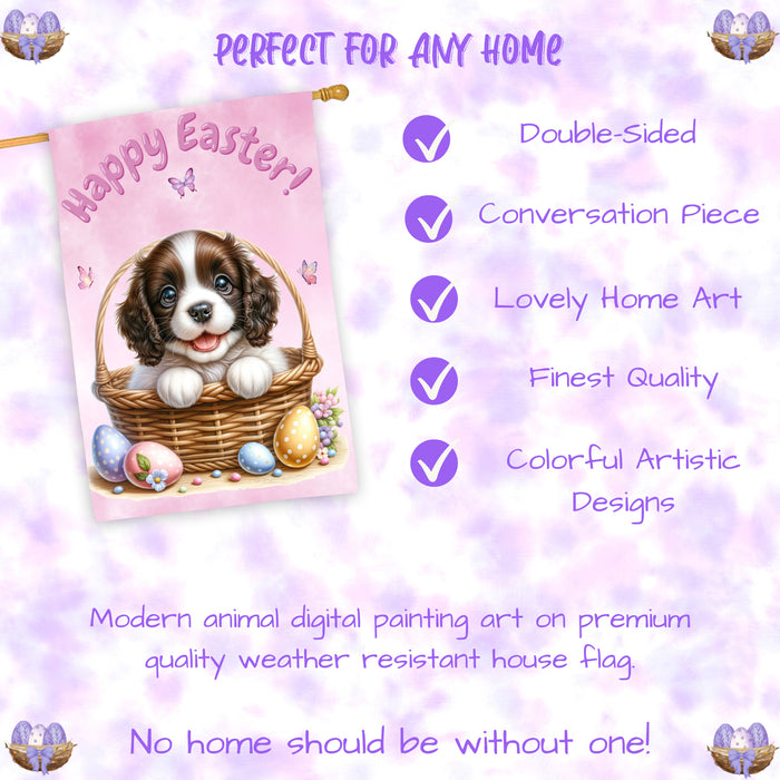 English Springer Spaniel Dog Easter House Flag 28x40 Inch Double-Sided Spring Porch Yard Outdoor Decor Gift for Dog Lovers