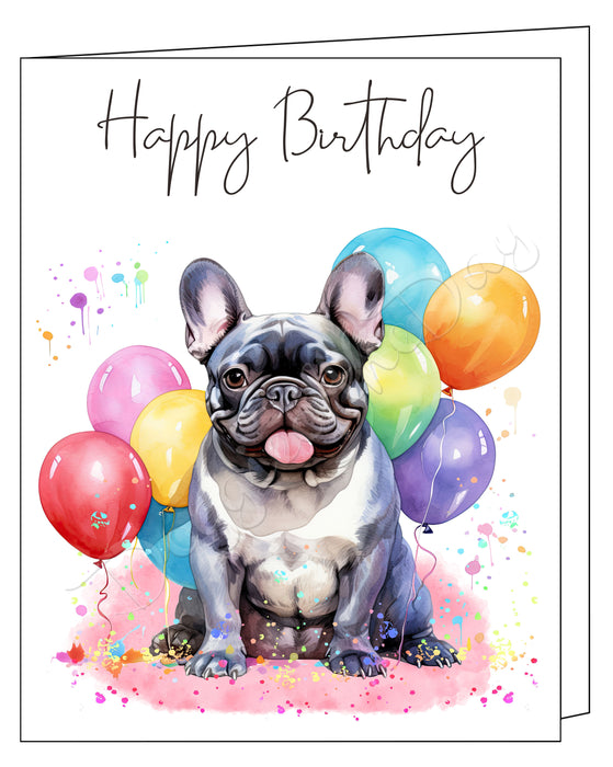 Happy Birthday Greeting Cards French Bulldog - Cute Note Cards for Dog Lovers - Blank Inside Envelope Included, GCHB00128