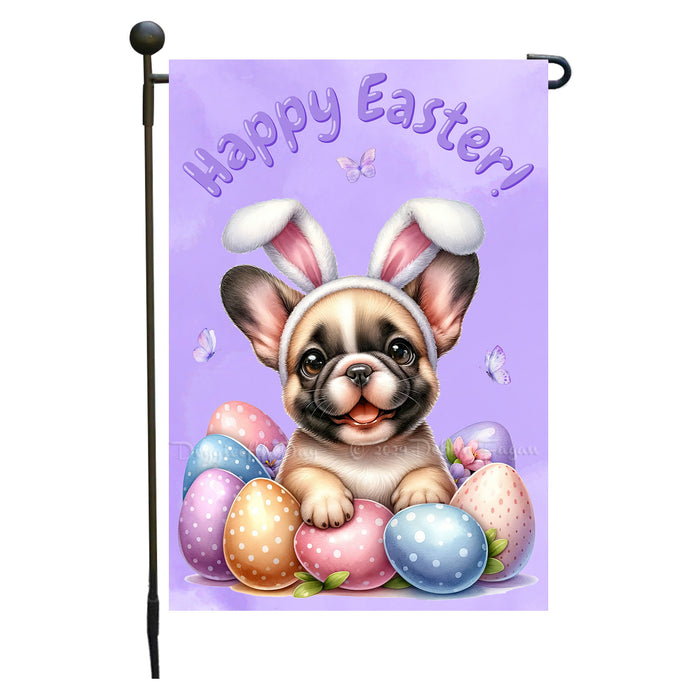 French Bulldog Easter Gift Garden Flag Cute Puppy Eggs Spring Yard Outdoor Décor 12x18 Inch Single Side and Double Sided