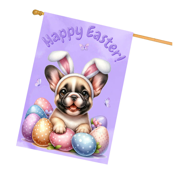 French Bulldog Spring Easter House Flag Outdoor Farmhouse Decor Pet Lovers Flag 28x40 Inch Double-Sided