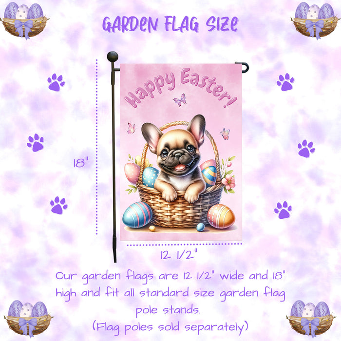 French Bulldog Spring Easter Garden Flag Puppy Eggs Outdoor Yard Decor Gift 12x18 Inch Single Side and Double Sided