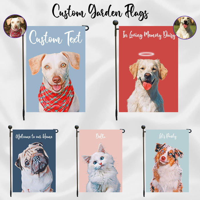 Personalized Pet Photo Garden Flag, Double-Sided Custom Decor, Home Garden Decor Gift for Cat Mom and Dog Dad, Customized Pet Memorial Present for Fur Parents
