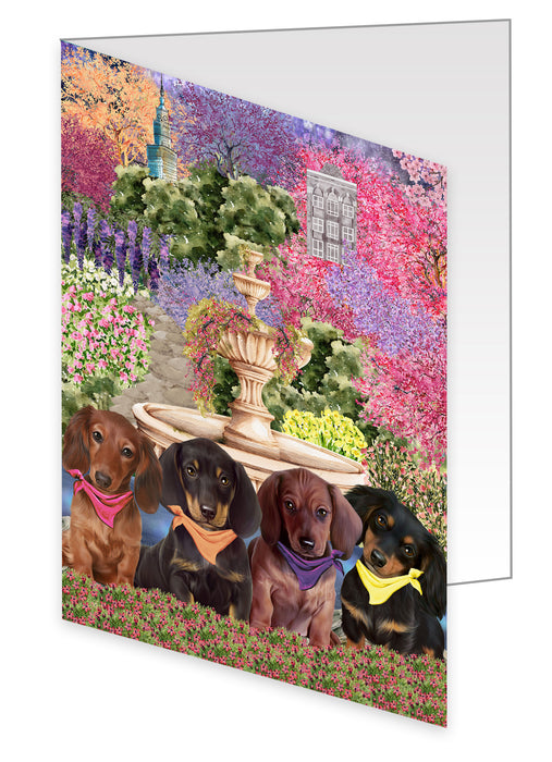 Floral Park Dachshund Dog Handmade Artwork Assorted Pets Greeting Cards and Note Cards with Envelopes for All Occasions and Holiday Seasons