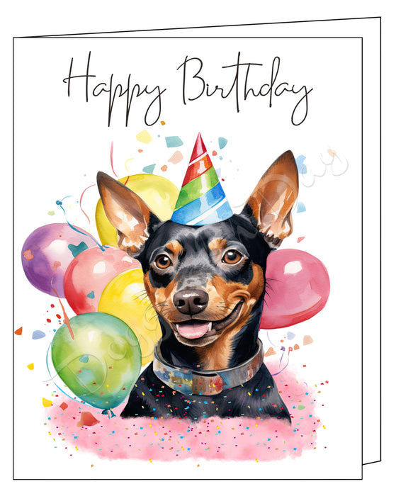 Happy Birthday Greeting Cards German Pinscher - Cute Note Cards for Dog Lovers - Blank Inside Envelope Included, GCHB00136