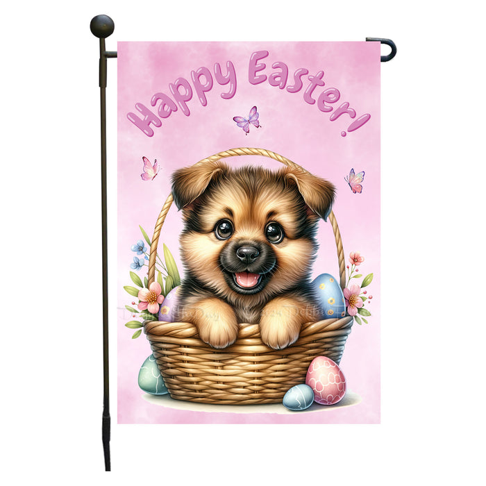 German Shepherd Dog Spring Easter Garden Flag Puppy Eggs Outdoor Yard Decor Gift 12x18 Inch Single Side and Double Sided