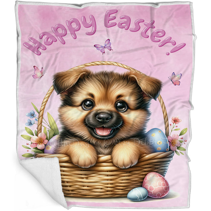 Easter Egg Hunt German Shepherd with Bunny Ears Happy Easter Holiday Blanket, EGHNTBLNKTDG00047
