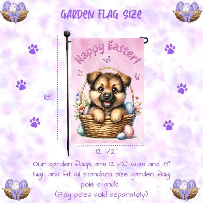 German Shepherd Dog Spring Easter Garden Flag Puppy Eggs Outdoor Yard Decor Gift 12x18 Inch Single Side and Double Sided