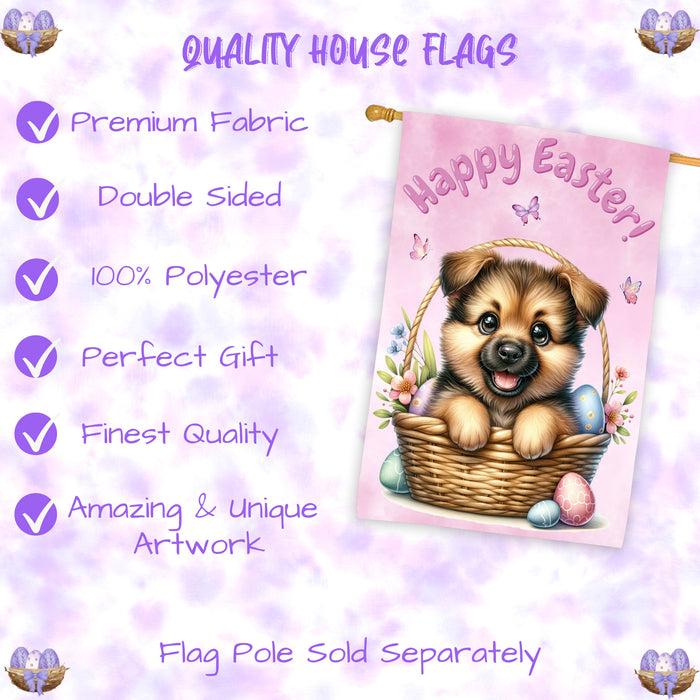German Shepherd Spring Easter House Flag Dog Eggs Garden Yard Outdoor Decor 28x40 Inch Double-Sided