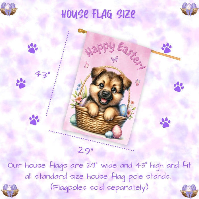 German Shepherd Spring Easter House Flag Dog Eggs Garden Yard Outdoor Decor 28x40 Inch Double-Sided