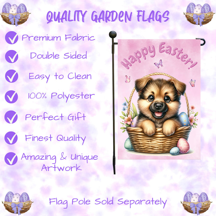 German Shepherd Dog Spring Easter Garden Flag Puppy Eggs Outdoor Yard Decor Gift 12x18 Inch Single Side and Double Sided