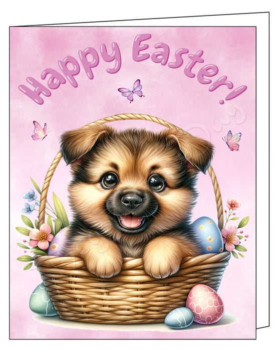 Happy Easter German Shepherd Greeting Cards, Spring Holiday Notecards Blank Inside Envelopes Included, Unique Easter Egg Cards for Dog Lovers