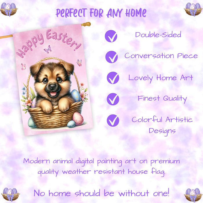 German Shepherd Spring Easter House Flag Dog Eggs Garden Yard Outdoor Decor 28x40 Inch Double-Sided