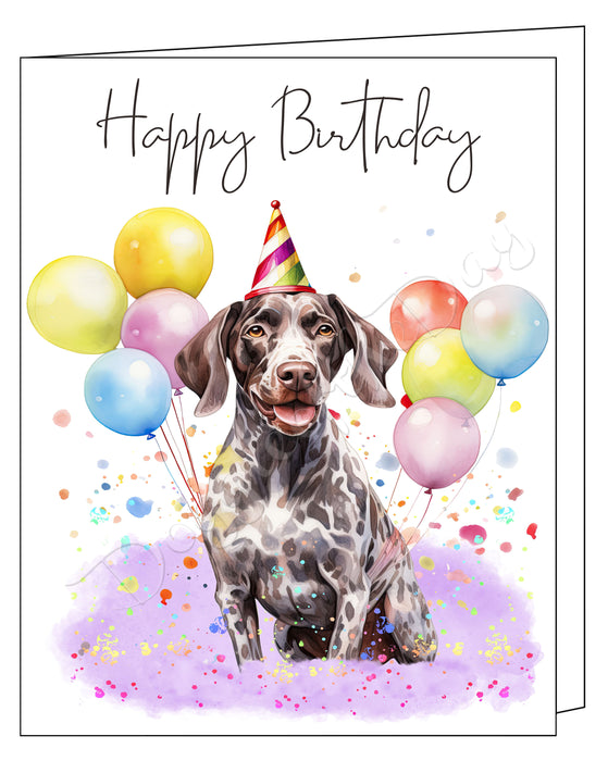 Happy Birthday Greeting Cards German Short hair Pointer - Cute Note Cards for Dog Lovers - Blank Inside Envelope Included, GCHB00145