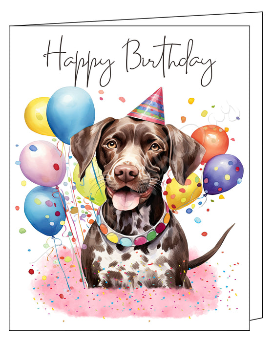 Happy Birthday Greeting Cards German Short hair Pointer - Cute Note Cards for Dog Lovers - Blank Inside Envelope Included, GCHB00147