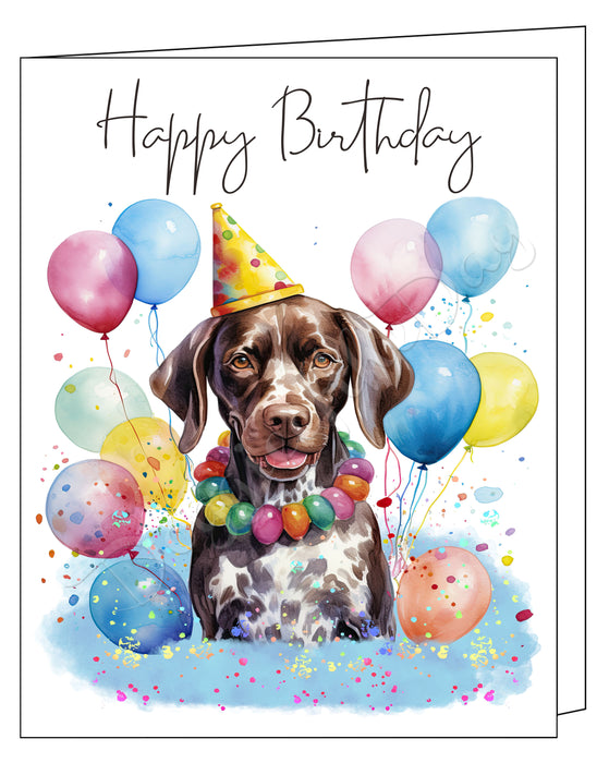 Happy Birthday Greeting Cards German Short hair Pointer - Cute Note Cards for Dog Lovers - Blank Inside Envelope Included, GCHB00148