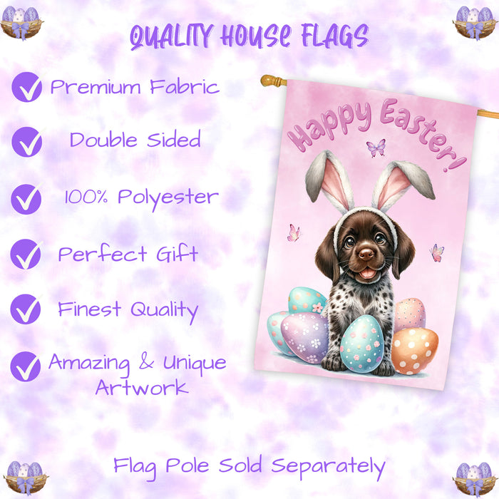 German Shorthaired Pointer Easter Puppy House Flag Spring Garden Outdoor Décor 28x40 Inch Double-Sided