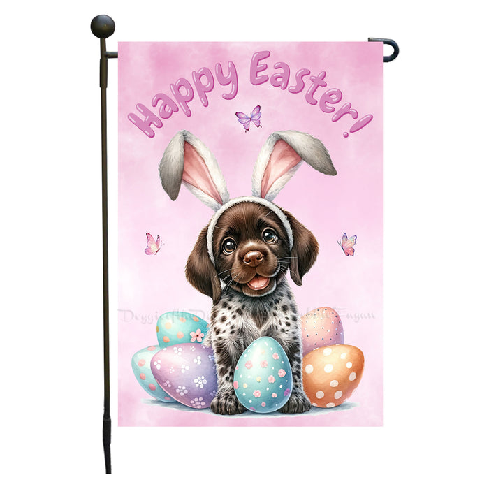 German Shorthaired Pointer Dog Spring Easter Garden Flag Puppy Eggs Yard Décor 12x18 Inch Single Side and Double Sided