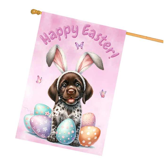 German Shorthaired Pointer Easter Puppy House Flag Spring Garden Outdoor Décor 28x40 Inch Double-Sided
