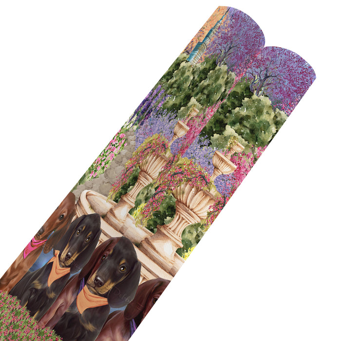 Floral Park Dachshund Dogs Gift Wrapping Paper 58"x 23"
