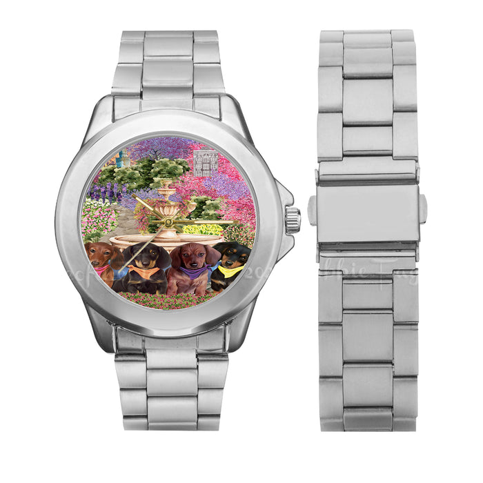 Floral Park Dachshund Dog on Gift Watch