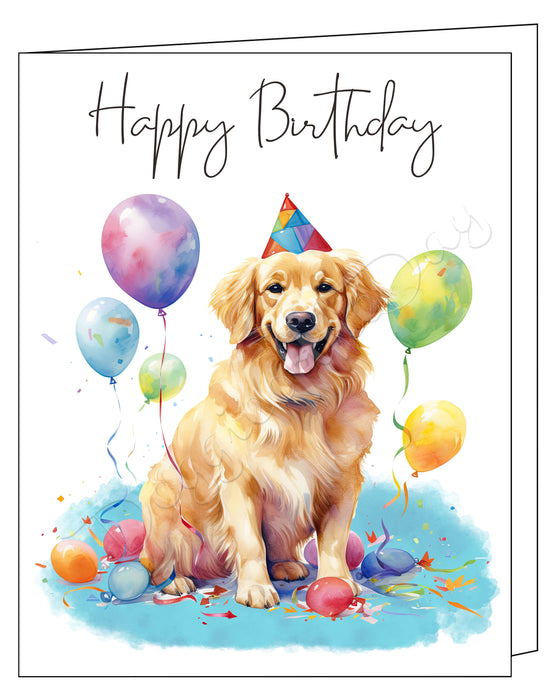 Happy Birthday Greeting Cards Golden Retriever - Cute Note Cards for Dog Lovers - Blank Inside Envelope Included, GCHB00152