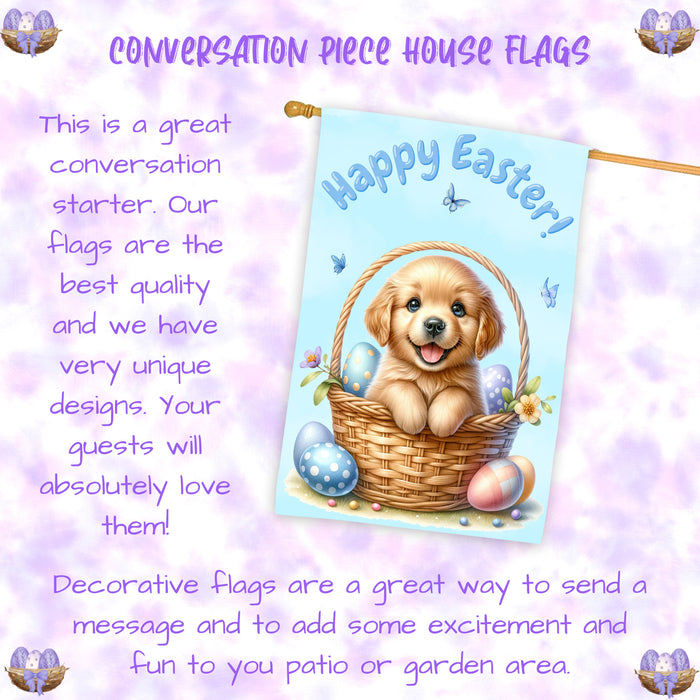 Golden Retriever Dog Easter House Flag Spring Home Yard Outdoor Décor Gifts 28x40 Inch Double-Sided