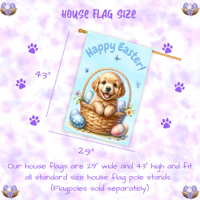 Golden Retriever Dog Easter House Flag Spring Home Yard Outdoor Décor Gifts 28x40 Inch Double-Sided