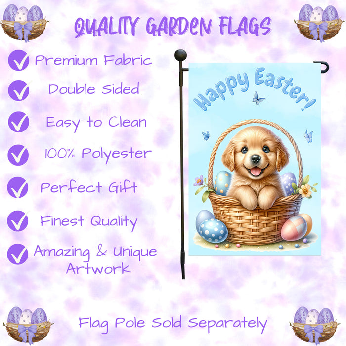 Golden Retriever Dog Easter Dog Garden Flag Puppy Spring Outdoor Porch Décor 12x18 Inch Single Side and Double Sided