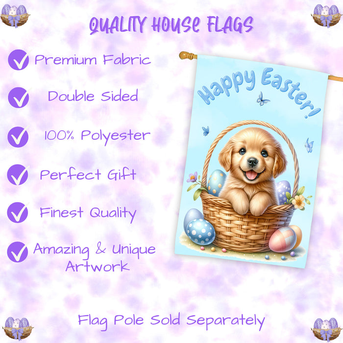 Golden Retriever Dog Easter House Flag Spring Home Yard Outdoor Décor Gifts 28x40 Inch Double-Sided