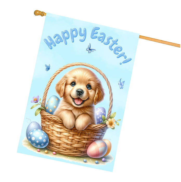 Golden Retriever Dog Easter House Flag Spring Home Yard Outdoor Décor Gifts 28x40 Inch Double-Sided