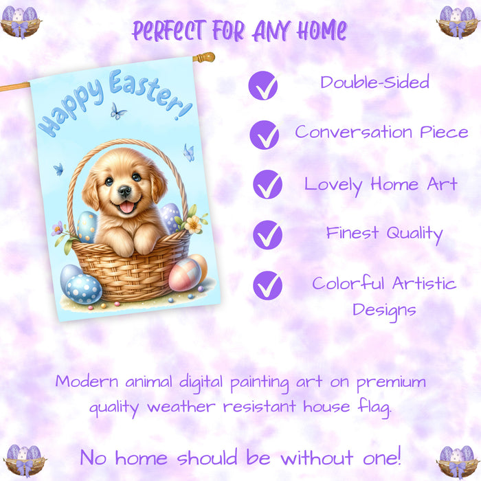 Golden Retriever Dog Easter House Flag Spring Home Yard Outdoor Décor Gifts 28x40 Inch Double-Sided