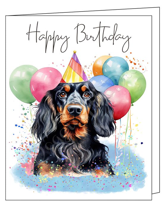 Happy Birthday Greeting Cards Gordon Setter - Cute Note Cards for Dog Lovers - Blank Inside Envelope Included, GCHB00156