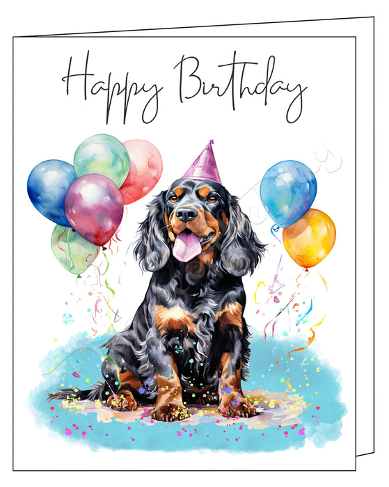 Happy Birthday Greeting Cards Gordon Setter - Cute Note Cards for Dog Lovers - Blank Inside Envelope Included, GCHB00158