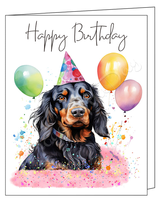 Happy Birthday Greeting Cards Gordon Setter - Cute Note Cards for Dog Lovers - Blank Inside Envelope Included, GCHB00159