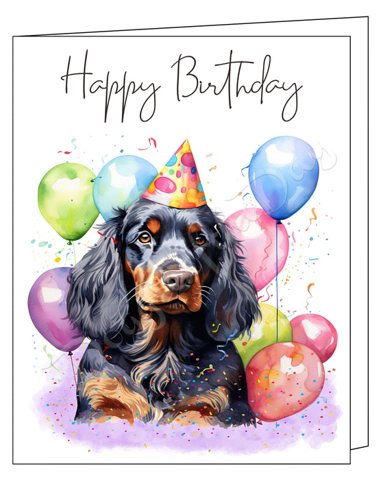 Happy Birthday Greeting Cards Gordon Setter - Cute Note Cards for Dog Lovers - Blank Inside Envelope Included, GCHB00160