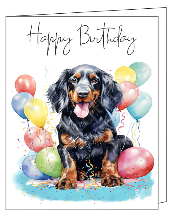 Happy Birthday Greeting Cards Gordon Setter - Cute Note Cards for Dog Lovers - Blank Inside Envelope Included, GCHB00161