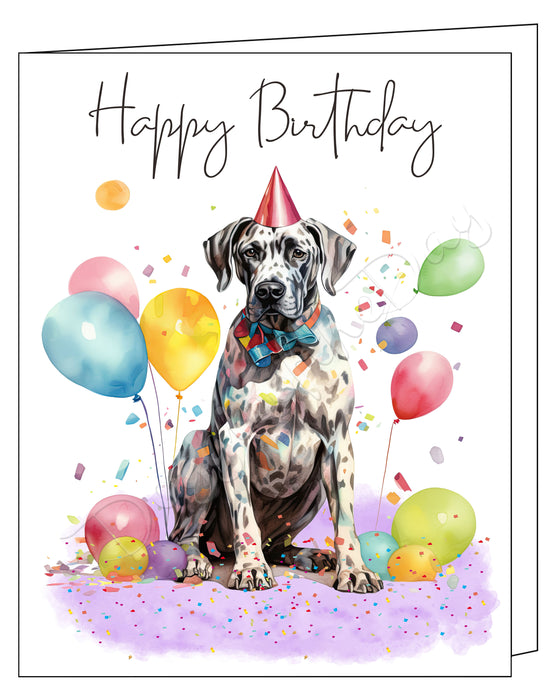 Happy Birthday Greeting Cards Great Dane - Cute Note Cards for Dog Lovers - Blank Inside Envelope Included, GCHB00162