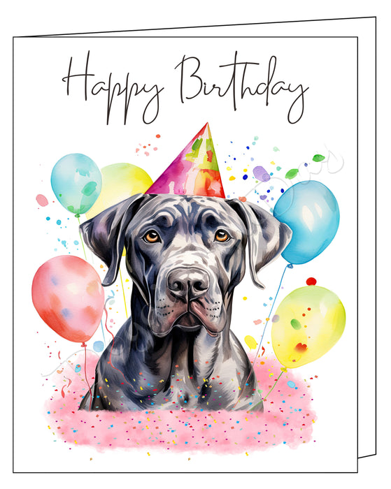 Happy Birthday Greeting Cards Great Dane - Cute Note Cards for Dog Lovers - Blank Inside Envelope Included, GCHB00163