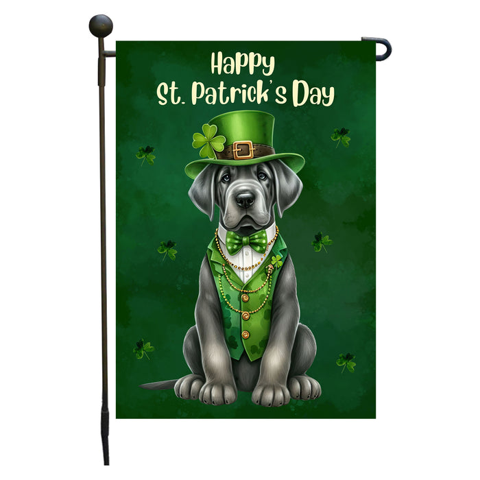 Great Dane St. Patrick's Day Irish Dog Garden Flag, Paddy's Day Party Decor, Green Design, Pet Gift, Double Sided, Irish Doggy Delight