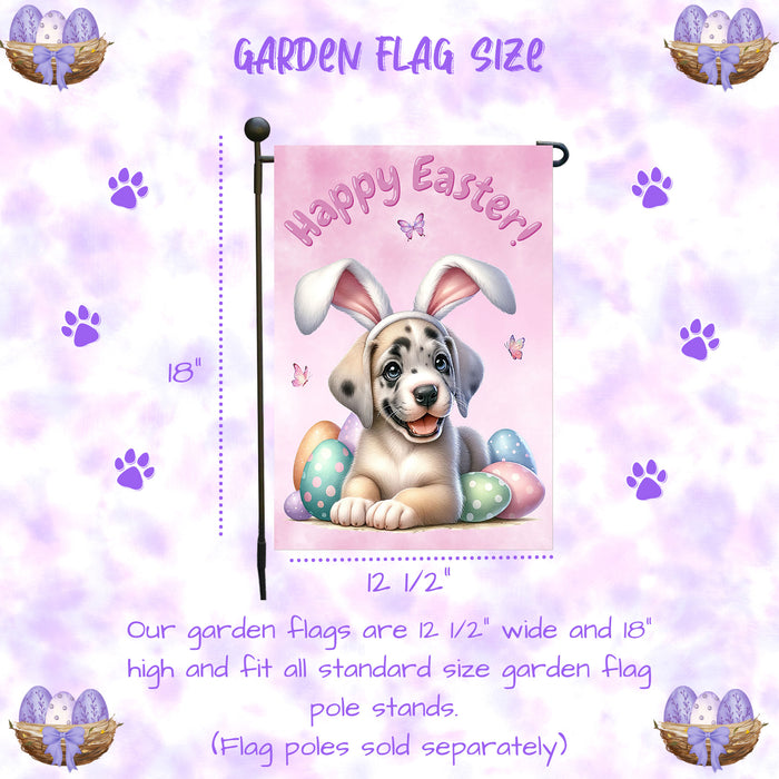Great Dane Dog Easter Gift Garden Flag Cute Puppy Eggs Spring Yard Outdoor Décor 12x18 Inch Single Side and Double Sided