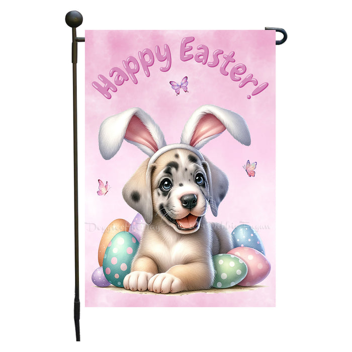 Great Dane Dog Easter Gift Garden Flag Cute Puppy Eggs Spring Yard Outdoor Décor 12x18 Inch Single Side and Double Sided
